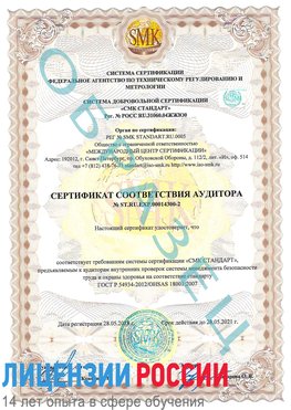 Образец сертификата соответствия аудитора №ST.RU.EXP.00014300-2 Можга Сертификат OHSAS 18001
